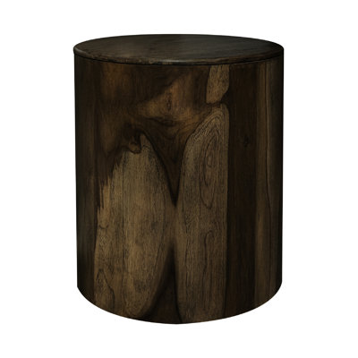 Eray Chairside Table, Drum Shape, Mango Wood, 18 In