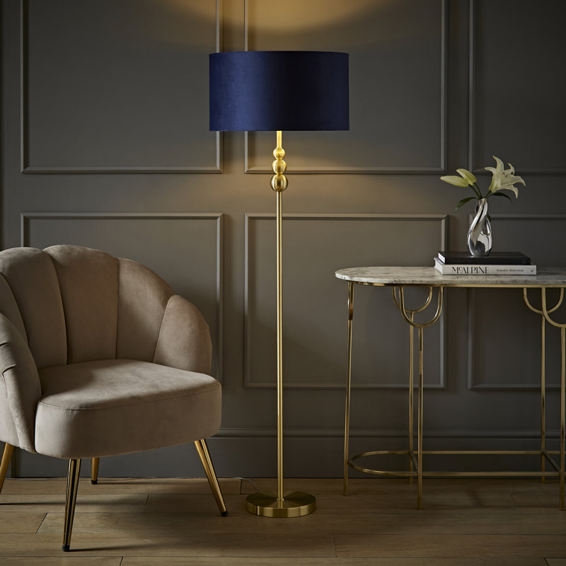 Aaiza 145cm Traditional Floor Lamp, Mirrored, Yes, Blue/Gold