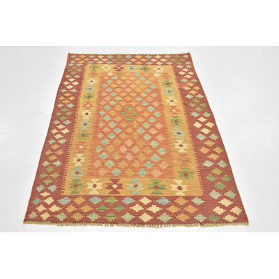 Tapis de zone en laine noué la 3 pi 4 po x 5 pi one-of-kind main Elland