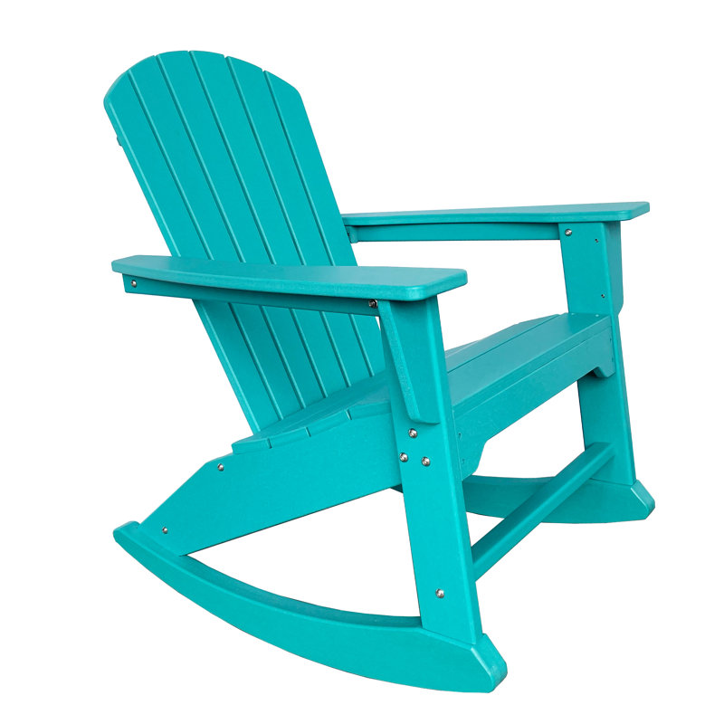 Chaise berçante d'extérieur en plastique Lukasz, Bleu