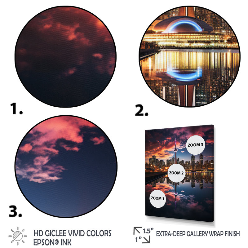 «Lyncon Canada Toronto Reflections I» sur toile, Encadrement doré, H 32 po x l 24 po x P 1 po