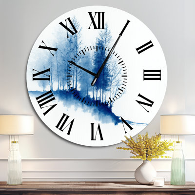 Blue Arctic Silence Winter White Landscape - Rustic Metal Wall Clock
