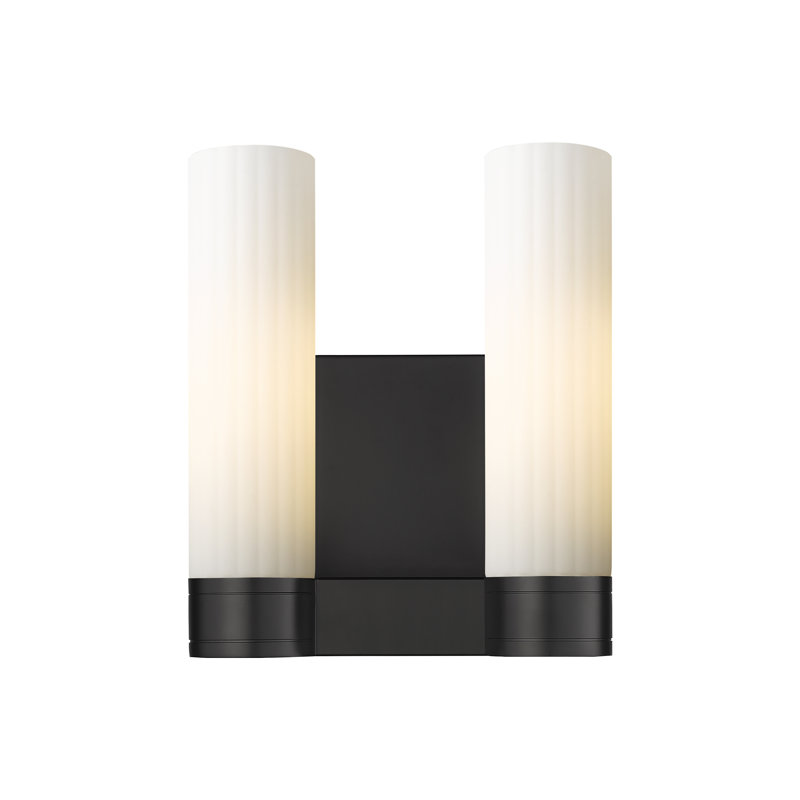 Applique murale 11 po 2 lumières Empire, H 12,63 po x l 10,5 po x P 5,5 po, Blanc mat, Noir mat