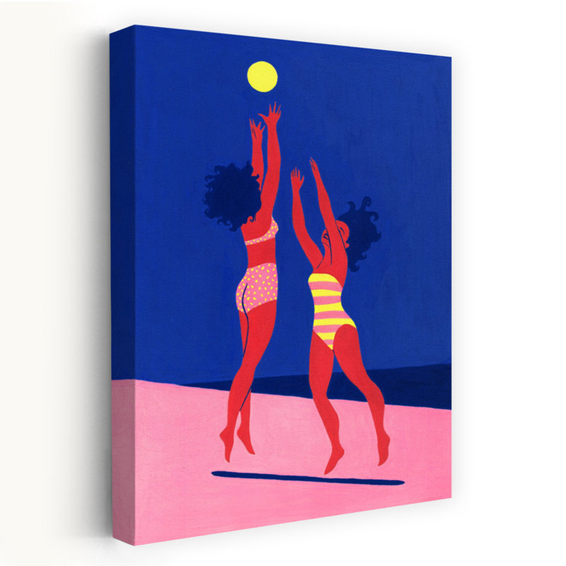 Art contemporain, art contemporain rétro plage Sunset, H 24 po x l 16 po