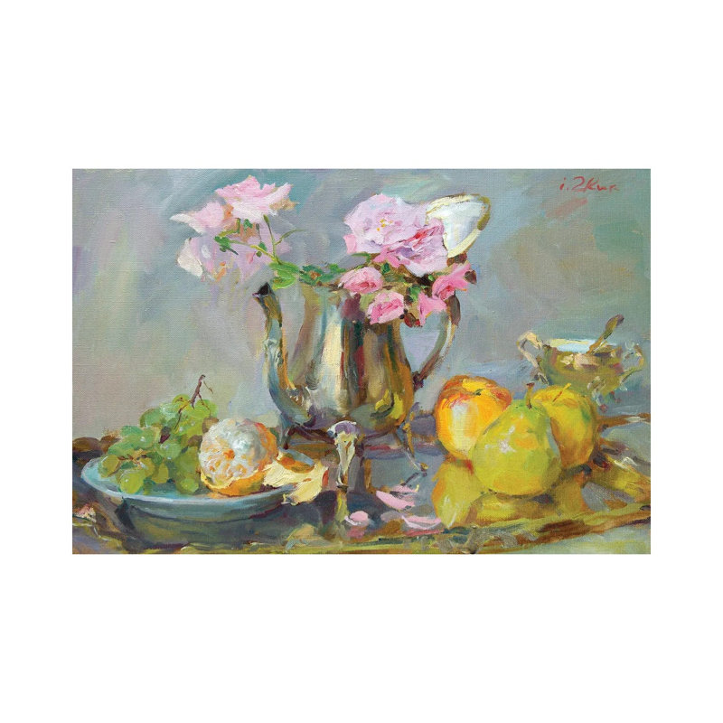 Still Life With Roses by Igor Zhuk - Wrapped Canvas Painting, 30.48 cm H x 45.72 cm W
