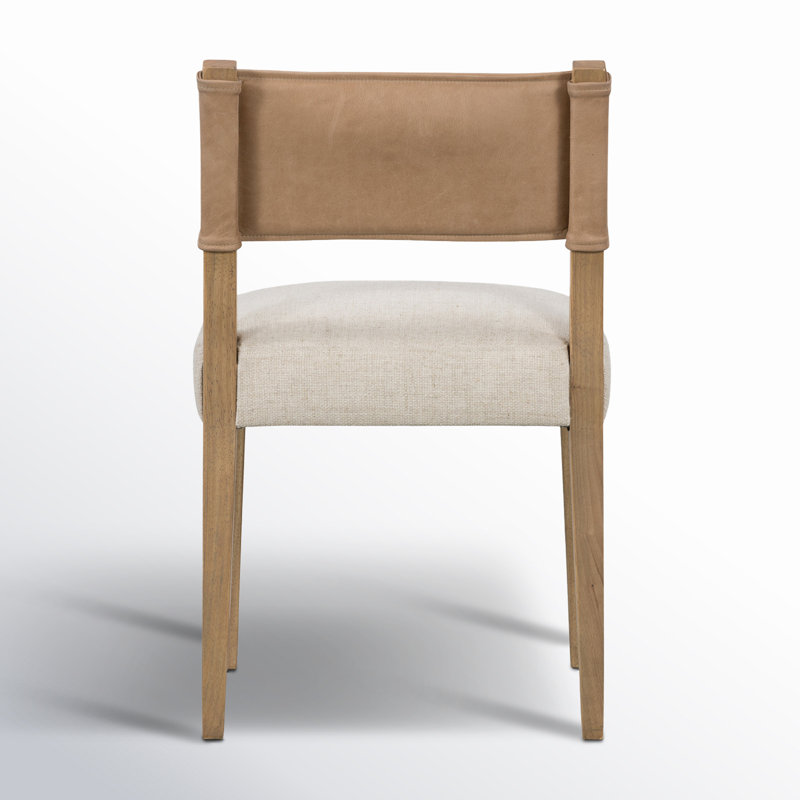 Side Chair in Charcoal, Polyester/Leather Winchester Beige, Natural