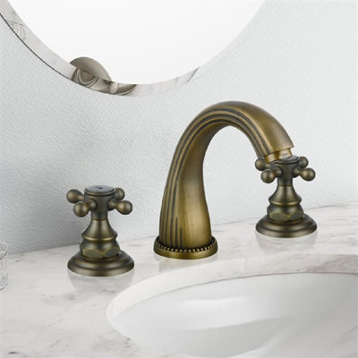 Functional And Creative Faucet The Bordeaux Is A Simple And Elegant Sink Faucet, Ideal For Modern Bathrooms. It Comes In Antique Bronze Finish, With Two Separate Cross-Style Handles And Built-In Water Mixer. It Is Deck Mount With Three Holes Required For