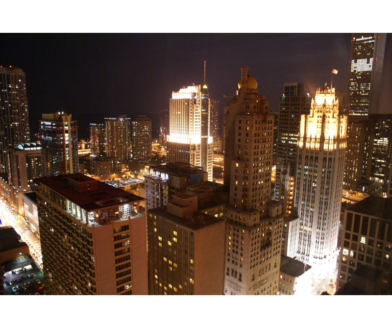 Chicago Rooftops at Night, 12'' H x 18'' W