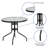 Amlie 31.5" Round Tempered Glass Metal Table with Smooth Ripple Design Top-86859275