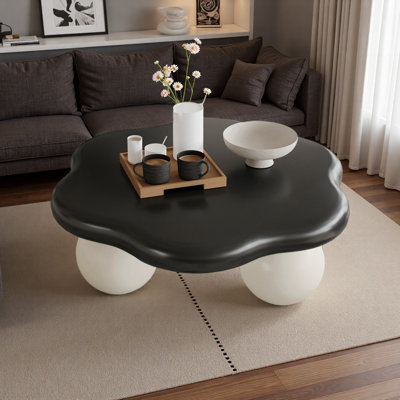 35" Cloud Shaped Coffee Table, Petal-Shaped Modern Minimalist Coffee Table With Spherical Legs