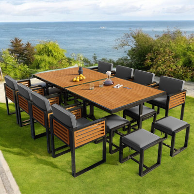 18 - Piece Rectangular Outdoor Dining Set With Cushions by 17 Stories
