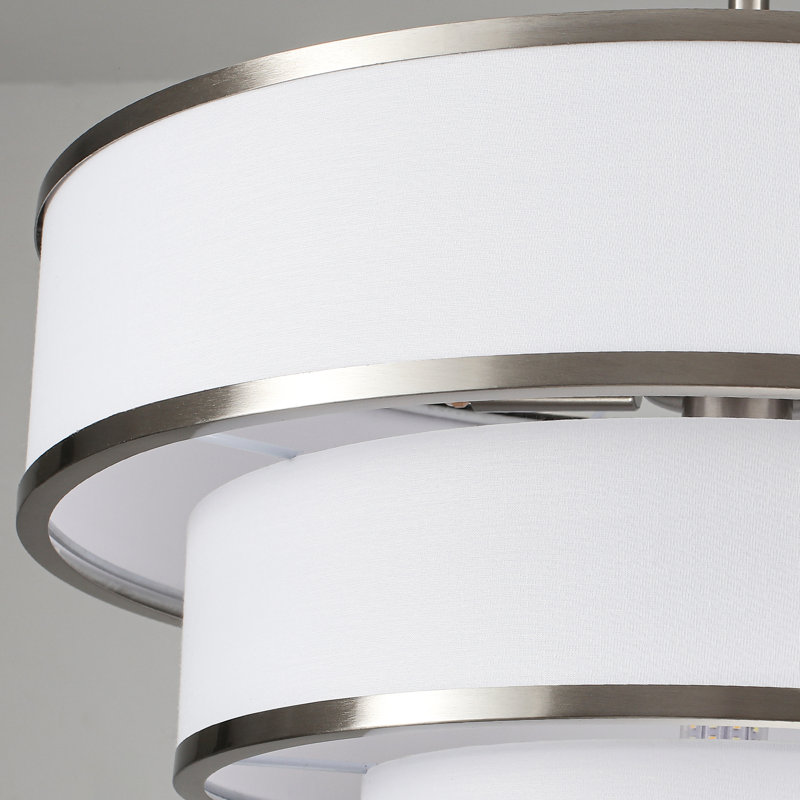 Aasim Cruce 5 - Light 19.8'' White Fabric Chandelier For Living Room Bedroom Entryway Staircase, 3-tier Modern Farmhouse  Drum Pendant Light Fixture