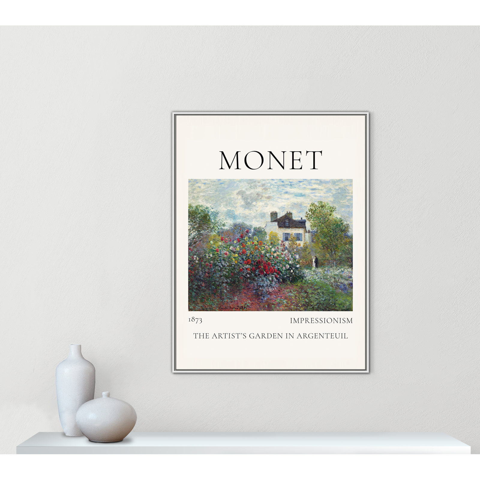 Rocchetto "Artists Garden in Argenteuil" Print, White Floater Frame, No, 49.5" H x 37.5" W x 2" D