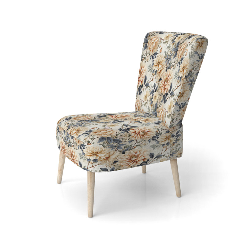 Chaise d'appoint rembourrée en velours Antique Autumn Floral Elegance II