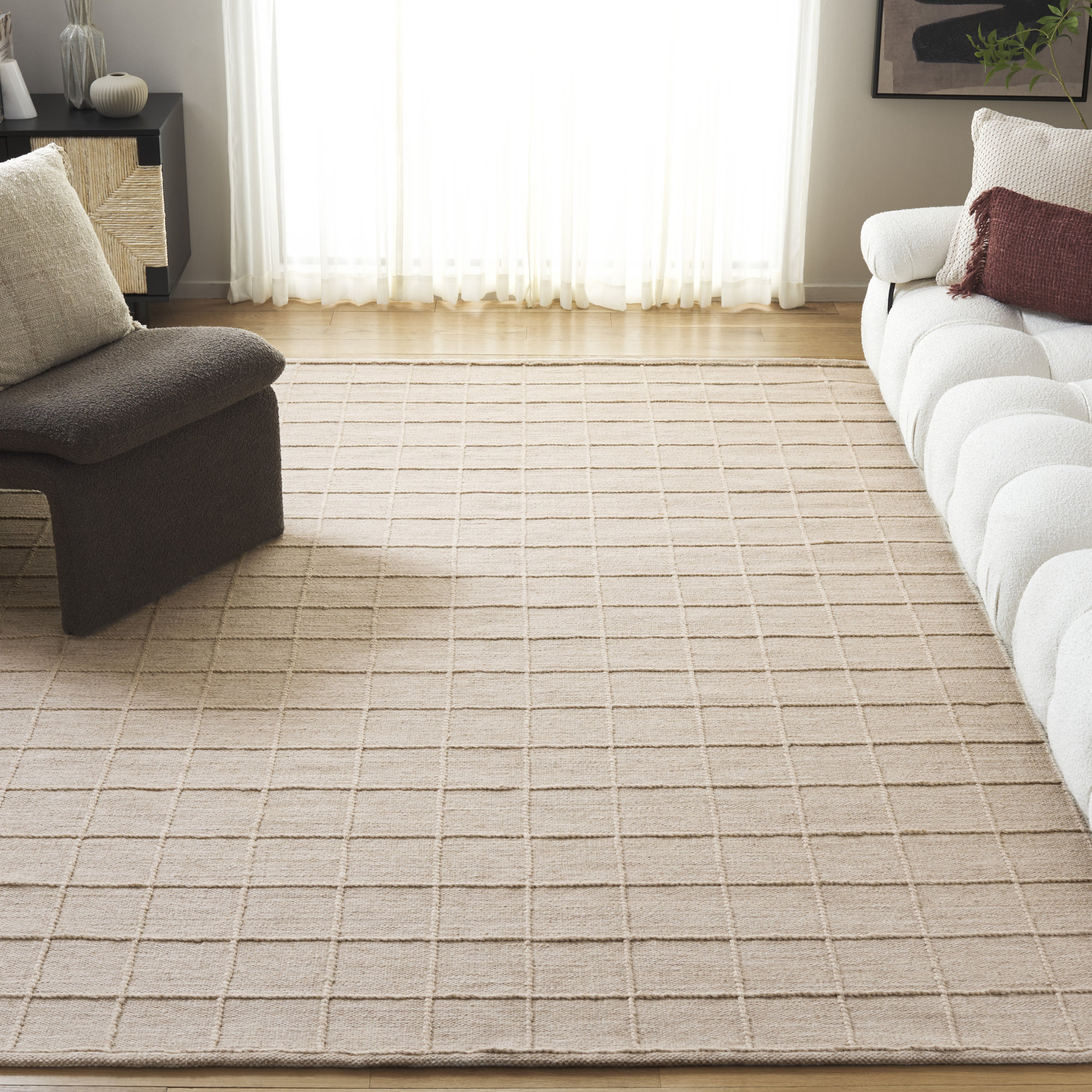 Natura 785 Hand Woven Wool/Cotton Geometric Rug in Beige, Rectangle 8' x 10'