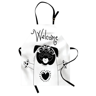 Tablier East Urban Home Pug, cuisine de jardinage, taille adulte, noir et blanc