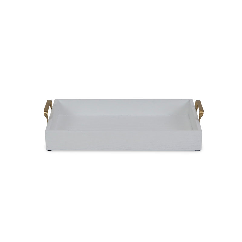 Plateau de service en bois Prall, Blanc