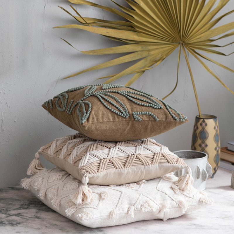  100% Cotton Throw Square Pillow Cover & Insert