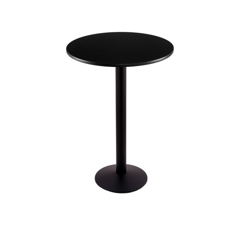 Table piédestal, L 30 po x L 30 po, Noir, Hauteur de la barre (hauteur de 42 po)