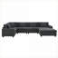 Canapés modulaires | Canapé 6 places en U avec repose-pieds, rangement caché, ports USB, pour le salon | Chenille | Noir