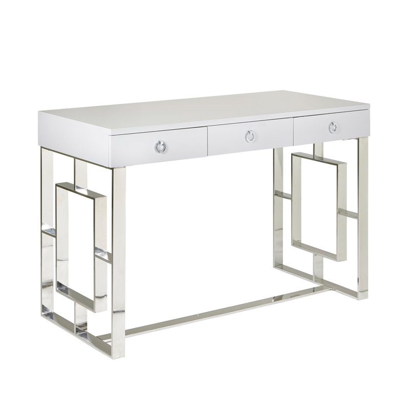 Alasiah Stainless Steel Writing Desk, Chrome
