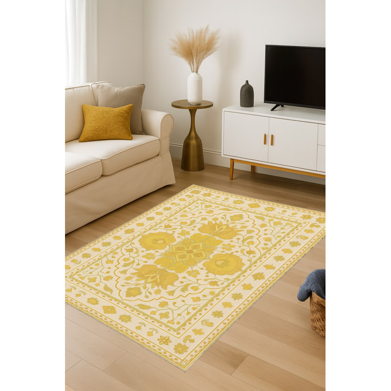 Annalena Cotton Washable Floral Indoor / Outdoor Rug, 2'6" x 4'11"