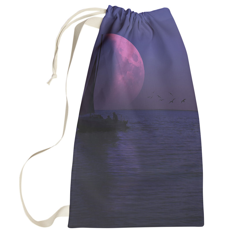 Fabric Laundry Bag with Handles, Small ( 64" H x 20" W x 1.5" D), Violet/Dark Blue