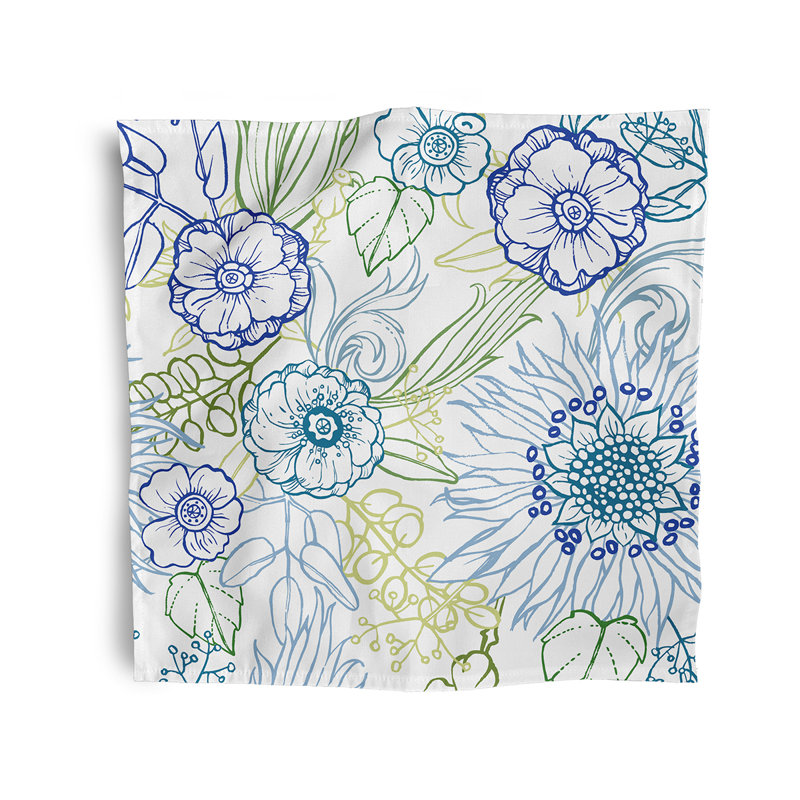Chyrell Polyester Floral Square Napkin, Blue