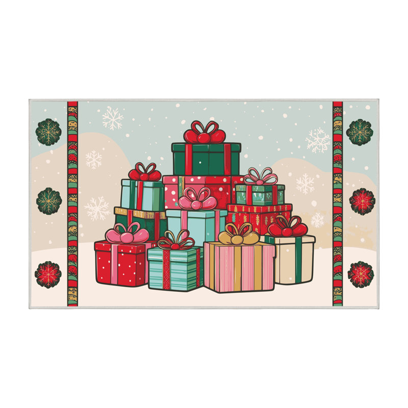 Tapis de Noël hiver lavable Ginza Six, Rectangle 7 pi x 9 pi