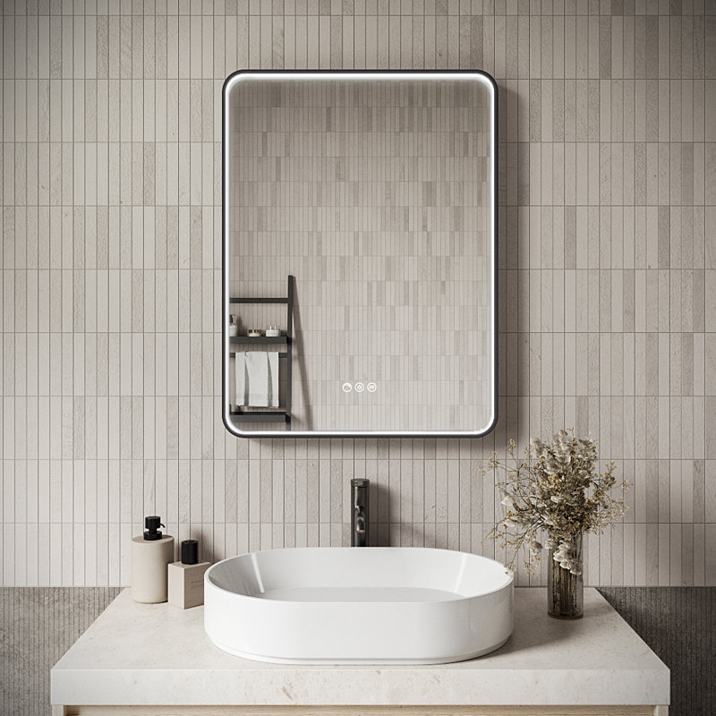 Streamline Rectangular Framed LED Bathroom Vanity Mirror with Defogger, Dimmability, Color Temperature Change