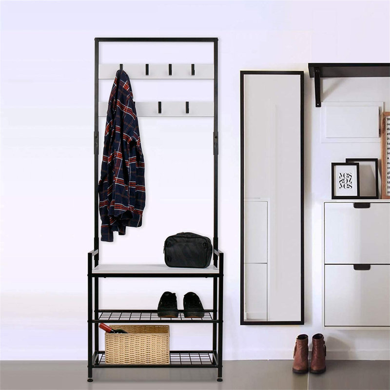 Jordann Freestanding 7 - Hook Coat Rack, White