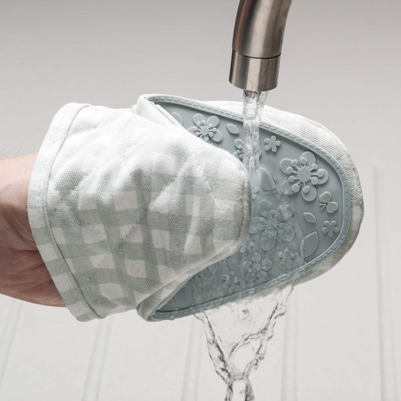 Zeal Gingham Cotton Potholder, Duck Egg Blue