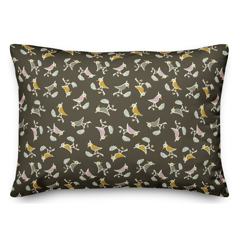 Coussin Songbird, Gris charbon / jaune