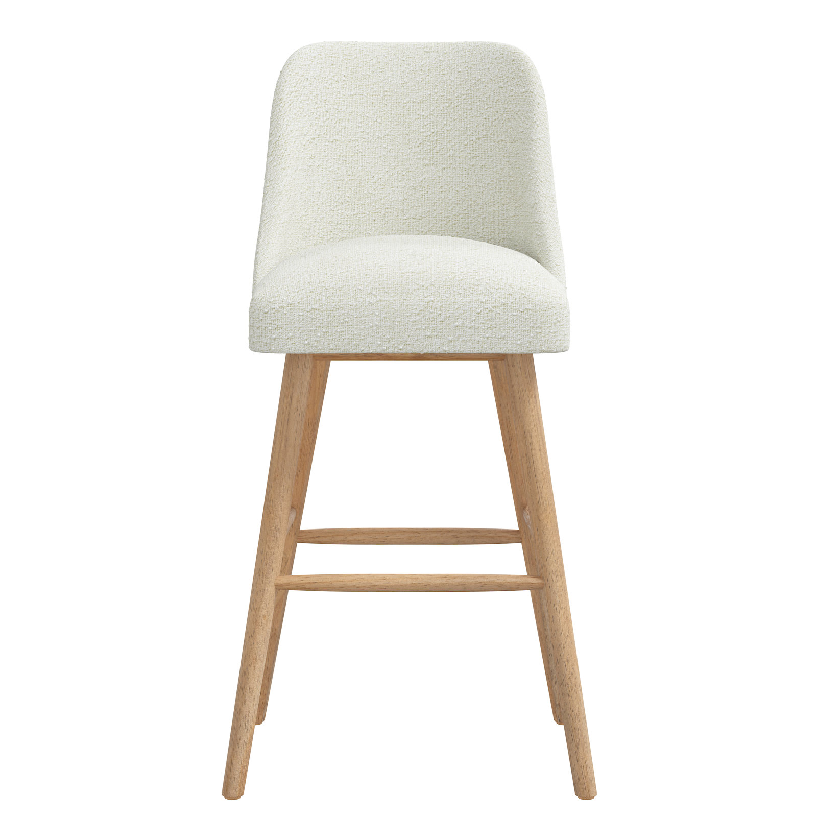 Gallie Mid-Century Modern Stool, Bar Stool (31” Seat Height), Classic Snow Boucle, Natural