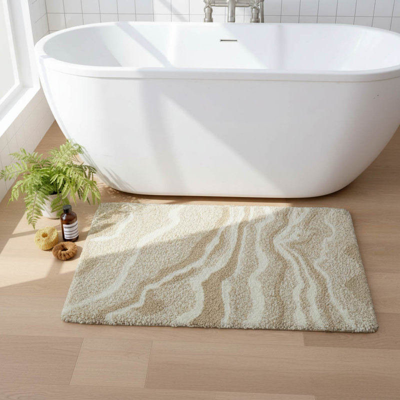 Microfibre Non-Slip Bath Mat, Beige