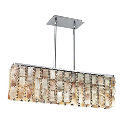 Luminaire suspendu linéaire pour îlot de cuisine 4 lumières Tropical Paradise