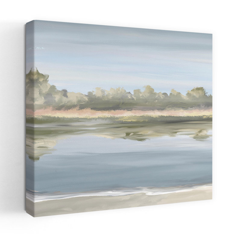 Waters Edge, Caprivi, Botswana, art mural contemporain serein de la nature, H 18 po x l 18 po