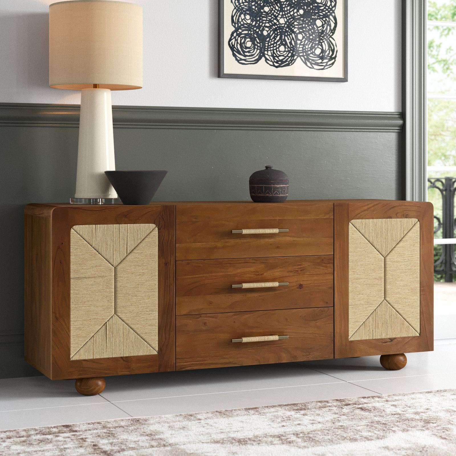 Cape Acacia Wood Abacus Sideboard