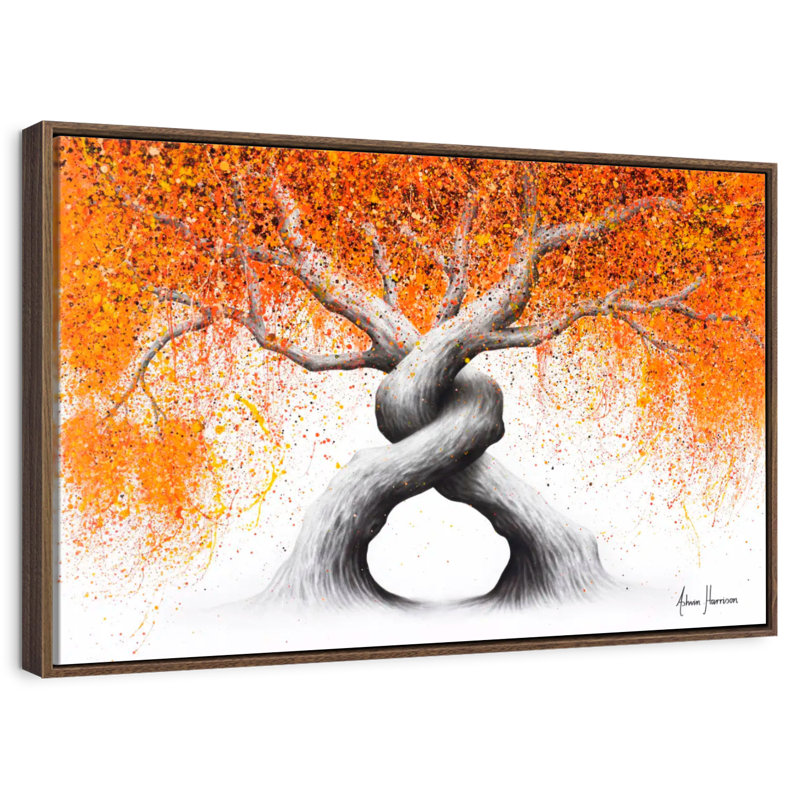 Torsade des arbres d'amour, 13 po x 9 po, Cadre flottant noyer