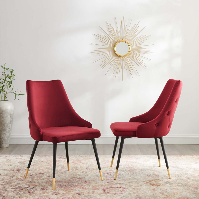 Adorn Button-Tufted Velvet Dining Chair, Marone