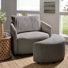 Doniphan Oversized Wale Corduroy Swivel Accent Chair With Furry Channel Pillow And Ottoman