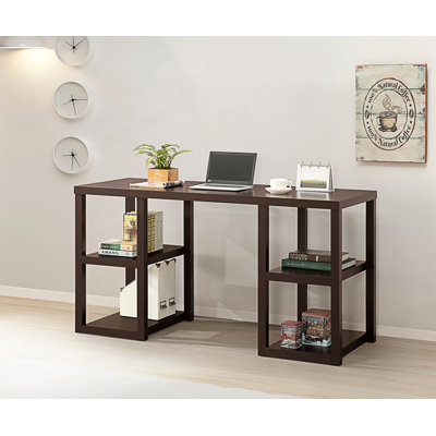 Bureau rectangulaire avec 4 tablettes de rangement