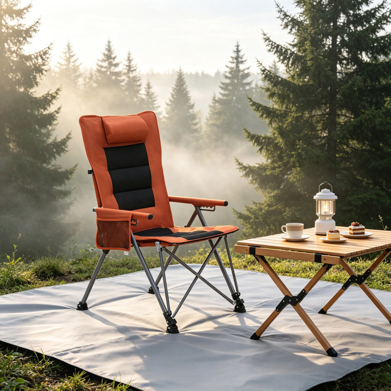Chaise de camping inclinable réglable en 5 positions avec poche latérale et sac de transport