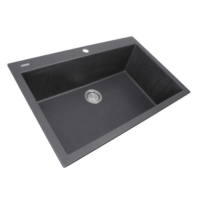 Plymouth 33'' L Single Basin Kitchen Sink, Black