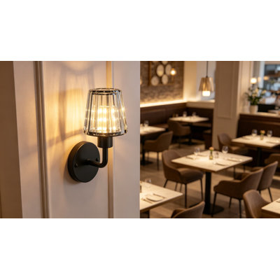 Crystal Battery Operated Wall Sconces Set of 2, Black Rechargeable Wireless Wall Lights with Remote Control, 13 Colors RGB Dimmable, Auto Timer Wall Lamps for Living Room Bedroom RV