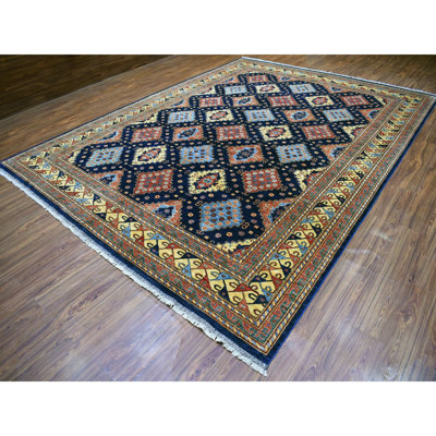 Tapis en laine noué à la main 10 pi 1 po x 13 pi 3 po bleu marine à motif géométrique Ersari 8EFF5615AA3D4F12B4FBD0860F78FBF4