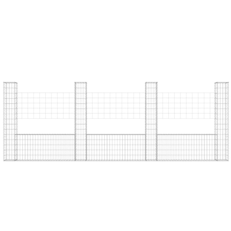 VidaXL Silver Iron U-Shape Gabion Basket with 4 Posts