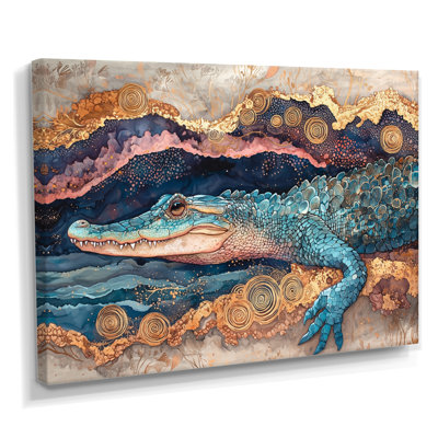 Aligator And Marble Felections III - Crocodile Wall Art