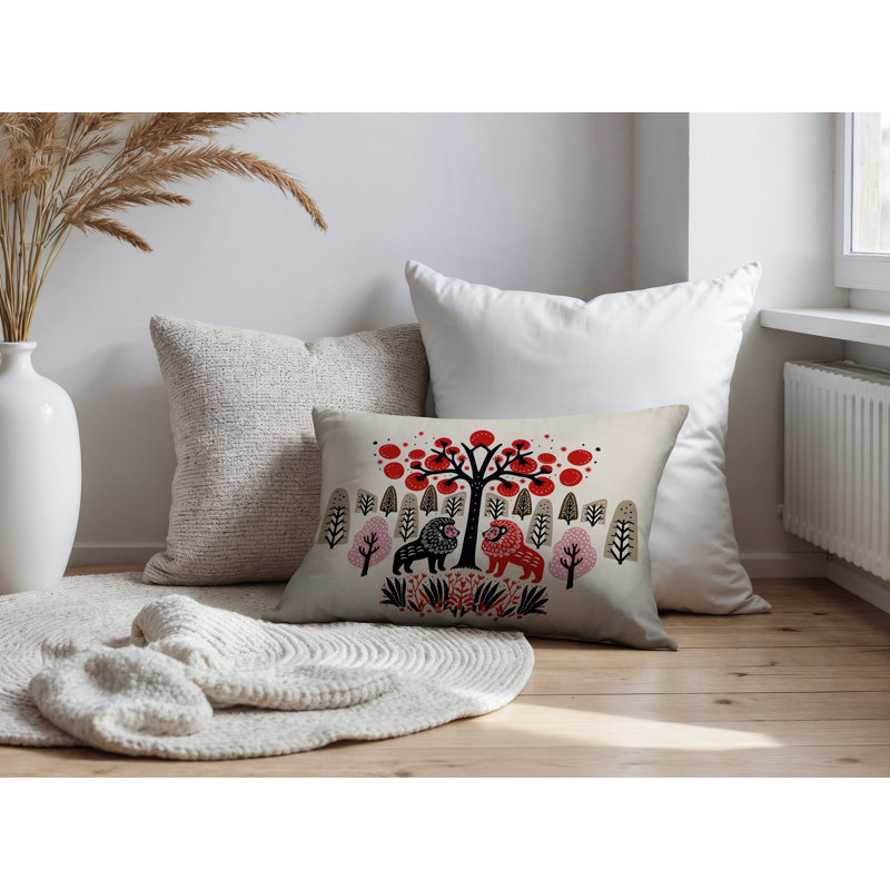 Oreiller rectangulaire intérieur / extérieur Comas Lion, Rouge, Rectangle H 18 po x l 25 po
