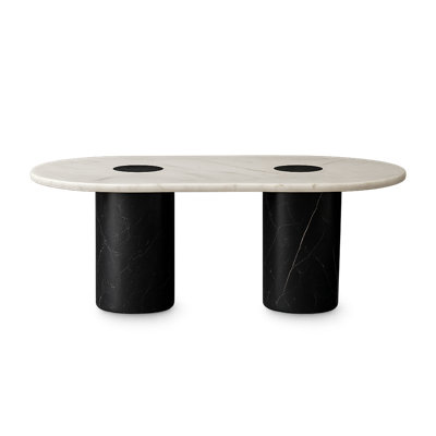 Genuine Marble Coffee Table - White/Black Marble